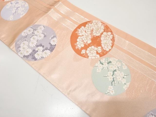 JAPANESE KIMONO / ANTIQUE FUKURO OBI / SILK / WOVEN ROUNDEL